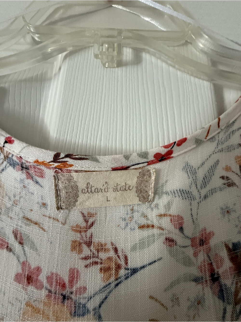 Altar'd State Cream Floral Dress with Pink & Brown Accents
